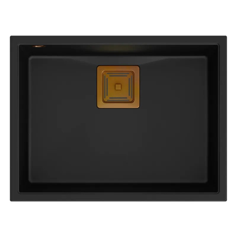 Granitspülbecken DAVID 50 Black Stöpsel Gebürsteter Nickel 6