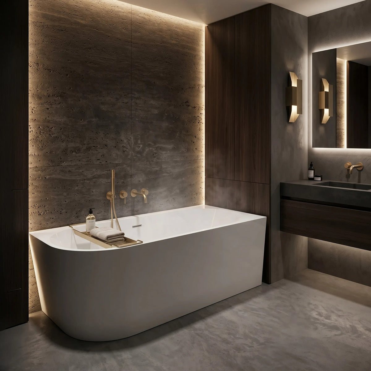 Eckbadewanne Aus Acryl REA Bellanto Slim 150 Right Schwarze Stöpselabdeckung 6