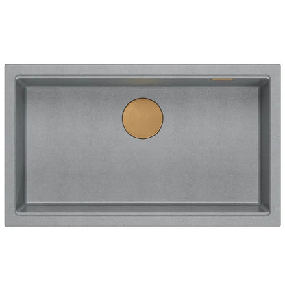 Granitspülbecken Logan 110 Grey Metallic Stöpsel Gebürsteter Nickel 6