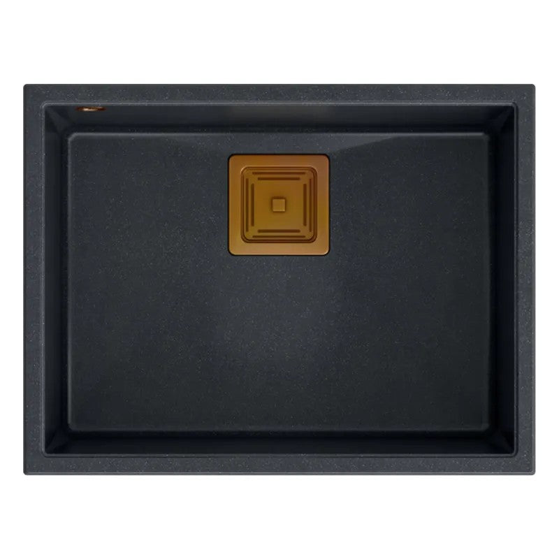 Granitspülbecken DAVID 50 Black Metallic Stöpsel Gold 6