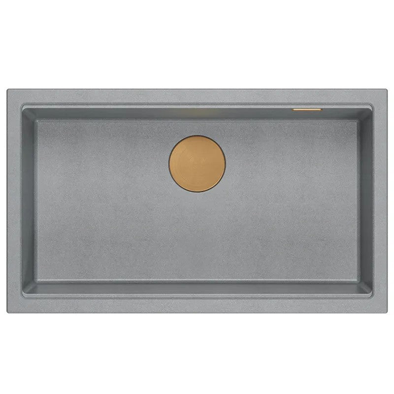 Granitspülbecken Logan 110 Grey Metallic Stöpsel Gebürsteter Kupfer 6
