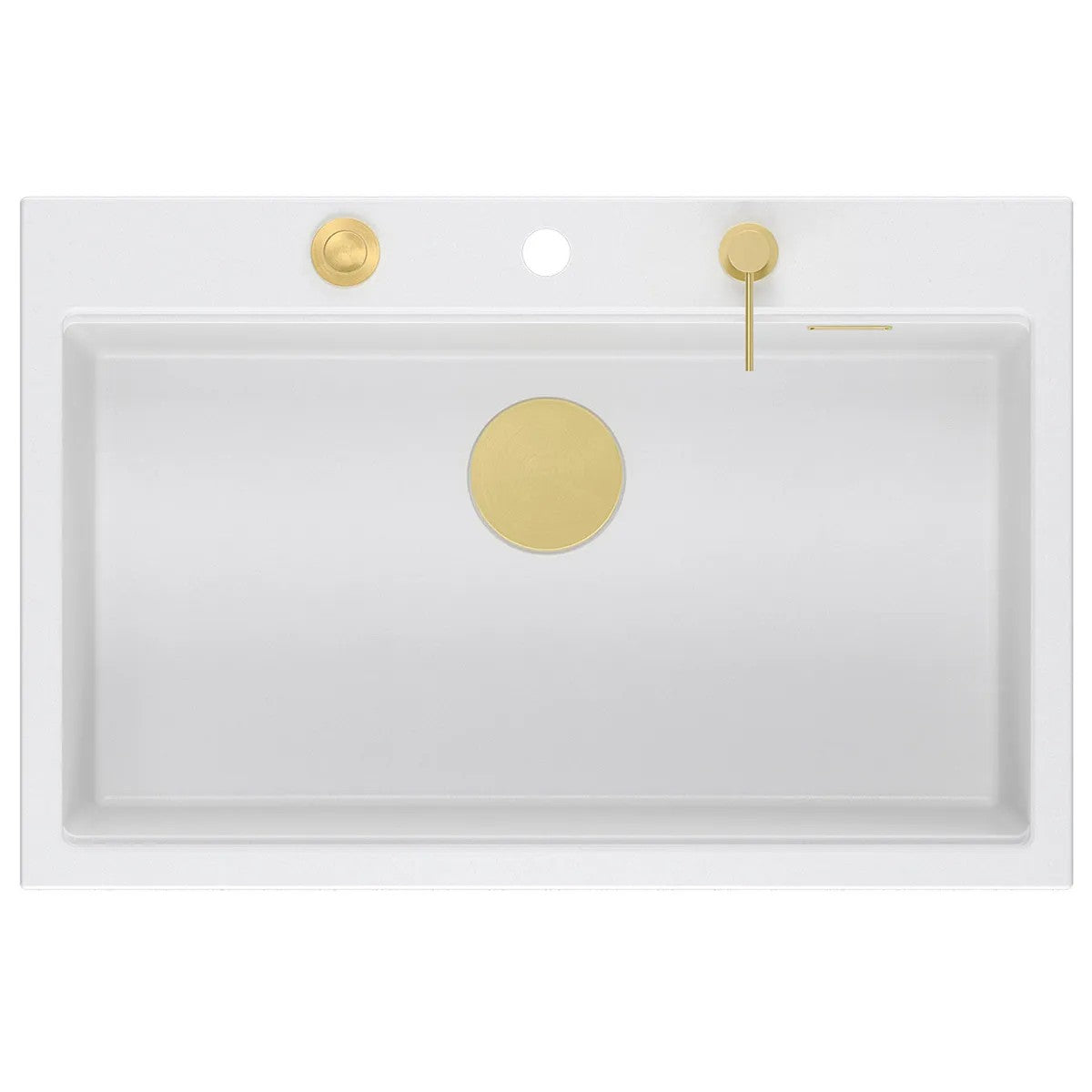 Granitspülbecken MARC 110 WORKSTATION White Stöpsel Gold 6