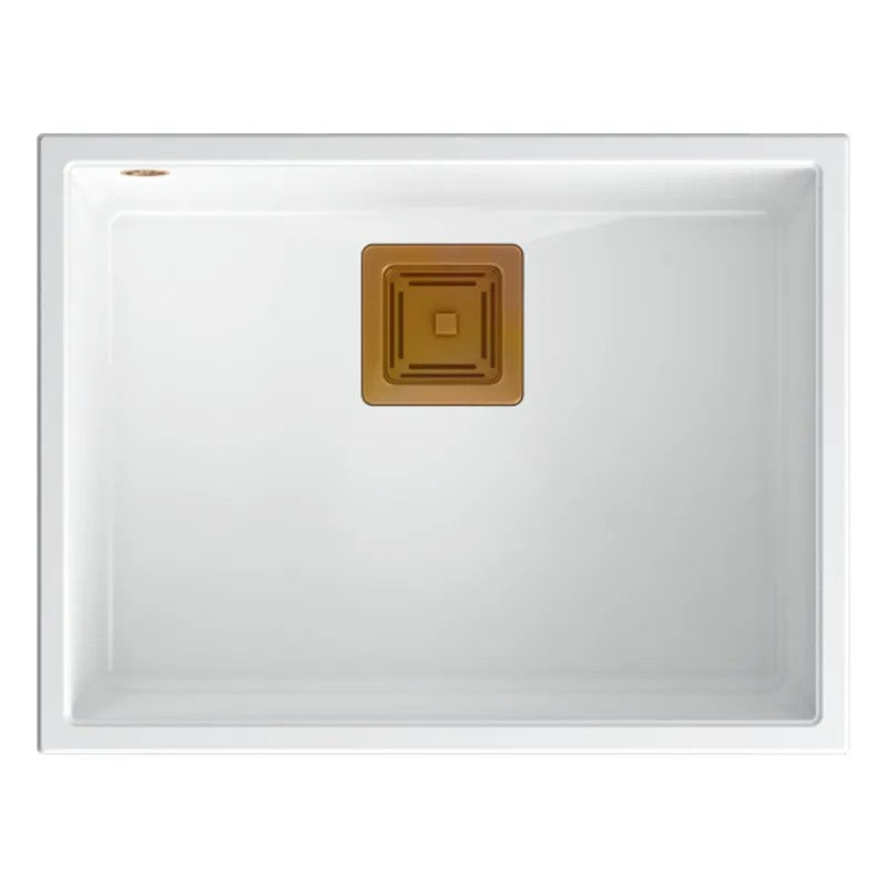 Granitspülbecken DAVID 50 White Stöpsel Gebürsteter Nickel 6