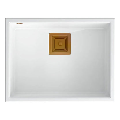Granitspülbecken DAVID 50 White Stöpsel Gebürsteter Nickel 6