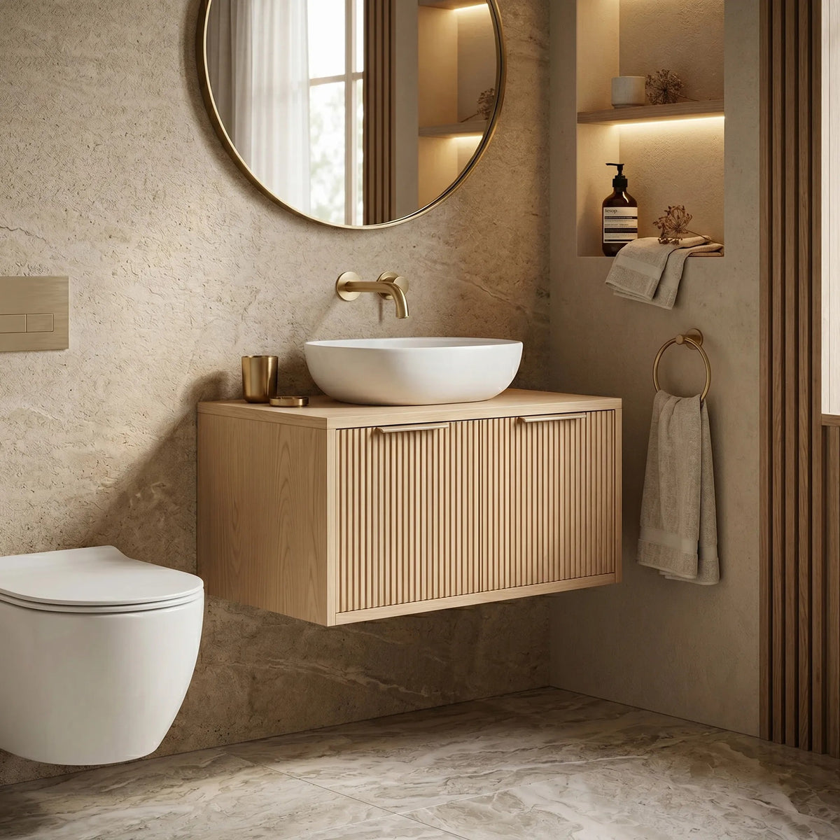 Waschtischunterschrank Rea Core 80cm Beige 6