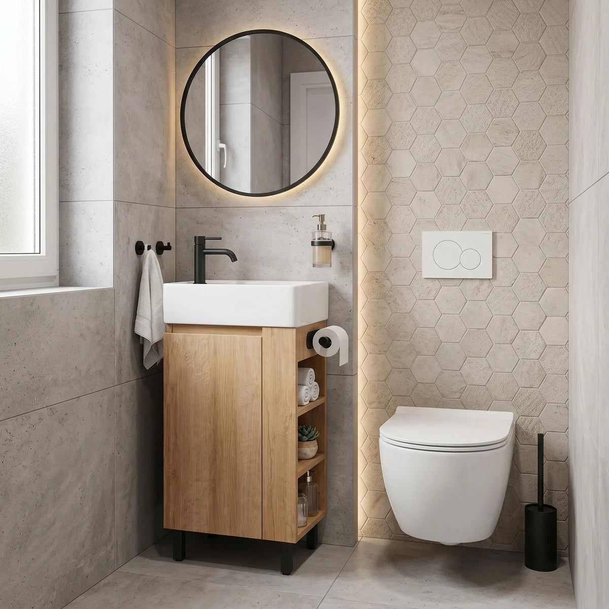 Badezimmerschrank Mit Waschbecken REA Astra 43cm 6