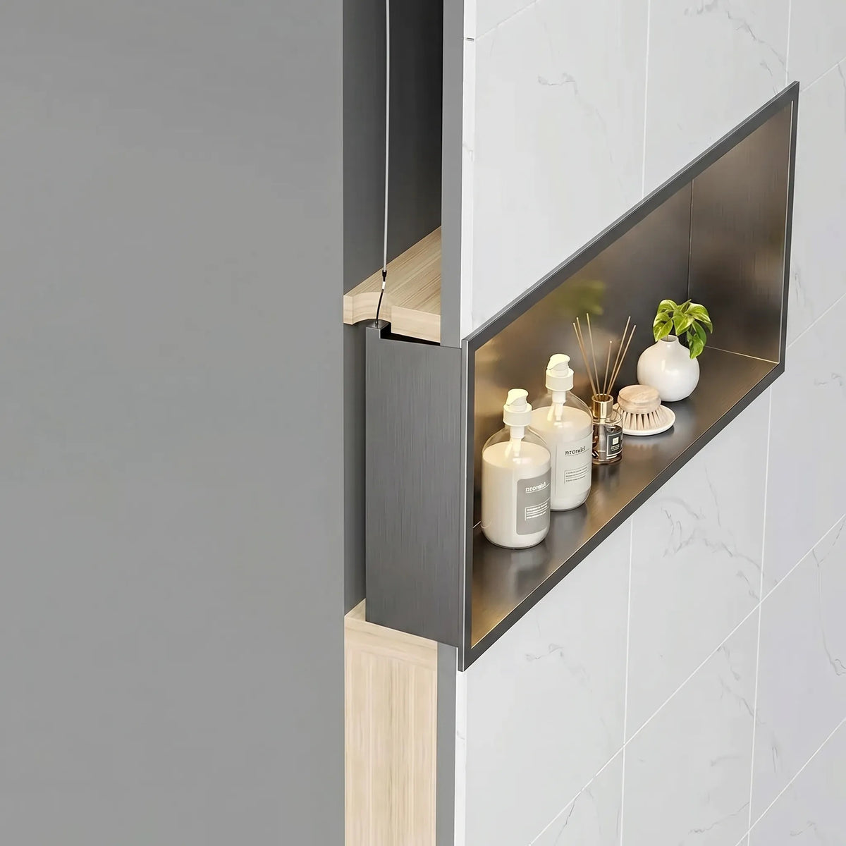 WANDEINBAU-BADEZIMMERREGAL LED 30x45 Titan 6