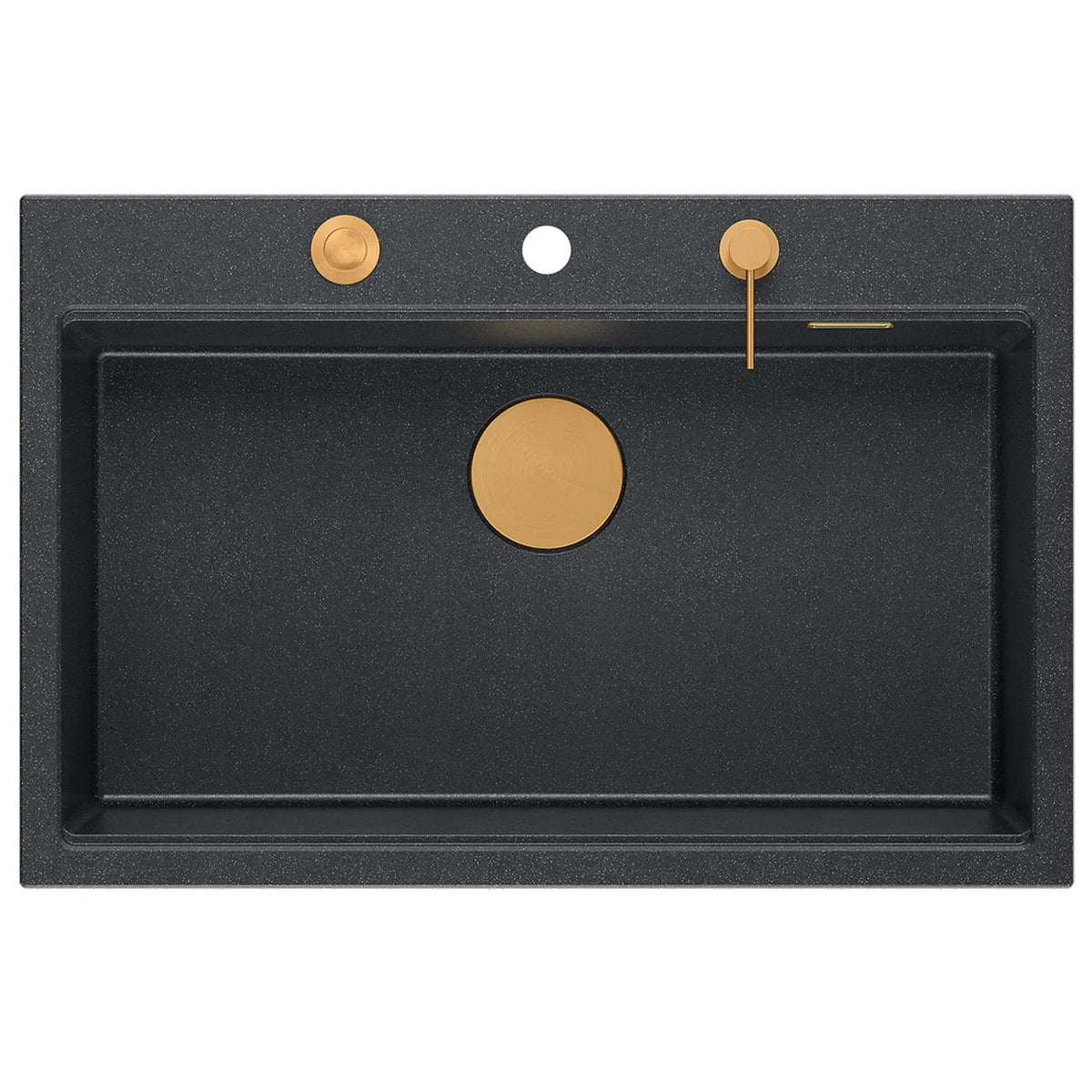 Granitspülbecken MARC 110 WORKSTATION Black Metallic Stöpsel Gebürsteter Nickel 6