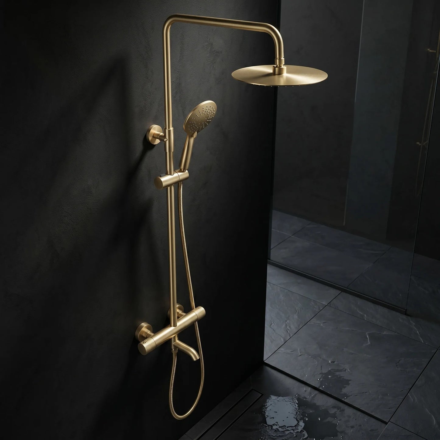 Thermostat Duschset Lungo Diamond Gold Brush  6