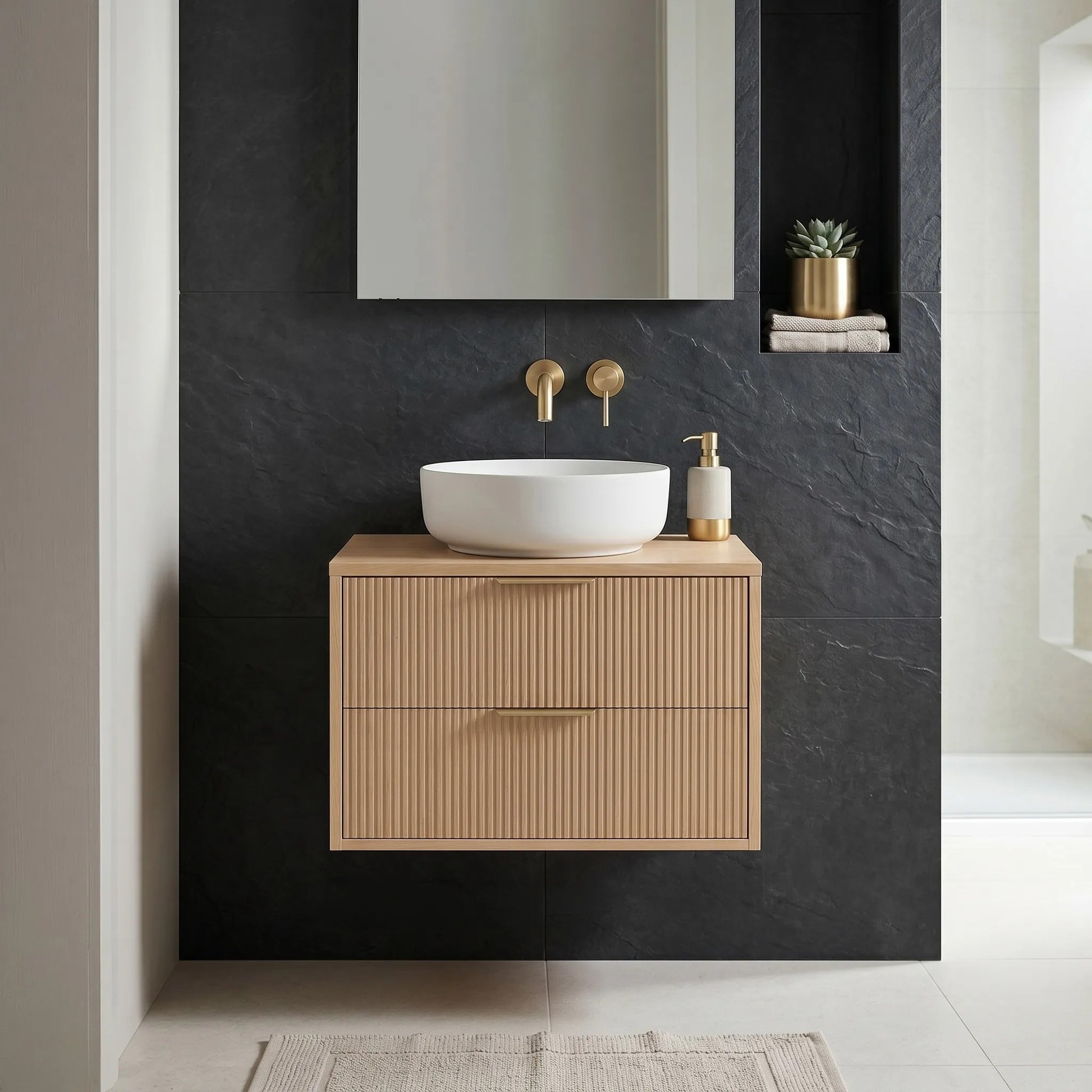 Waschtischunterschrank Rea Mono 60cm Beige  6