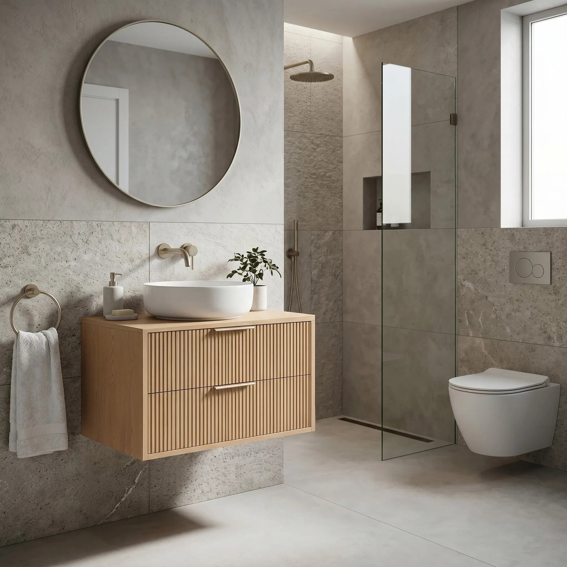 Waschtischunterschrank Rea Mono 80cm Beige  6
