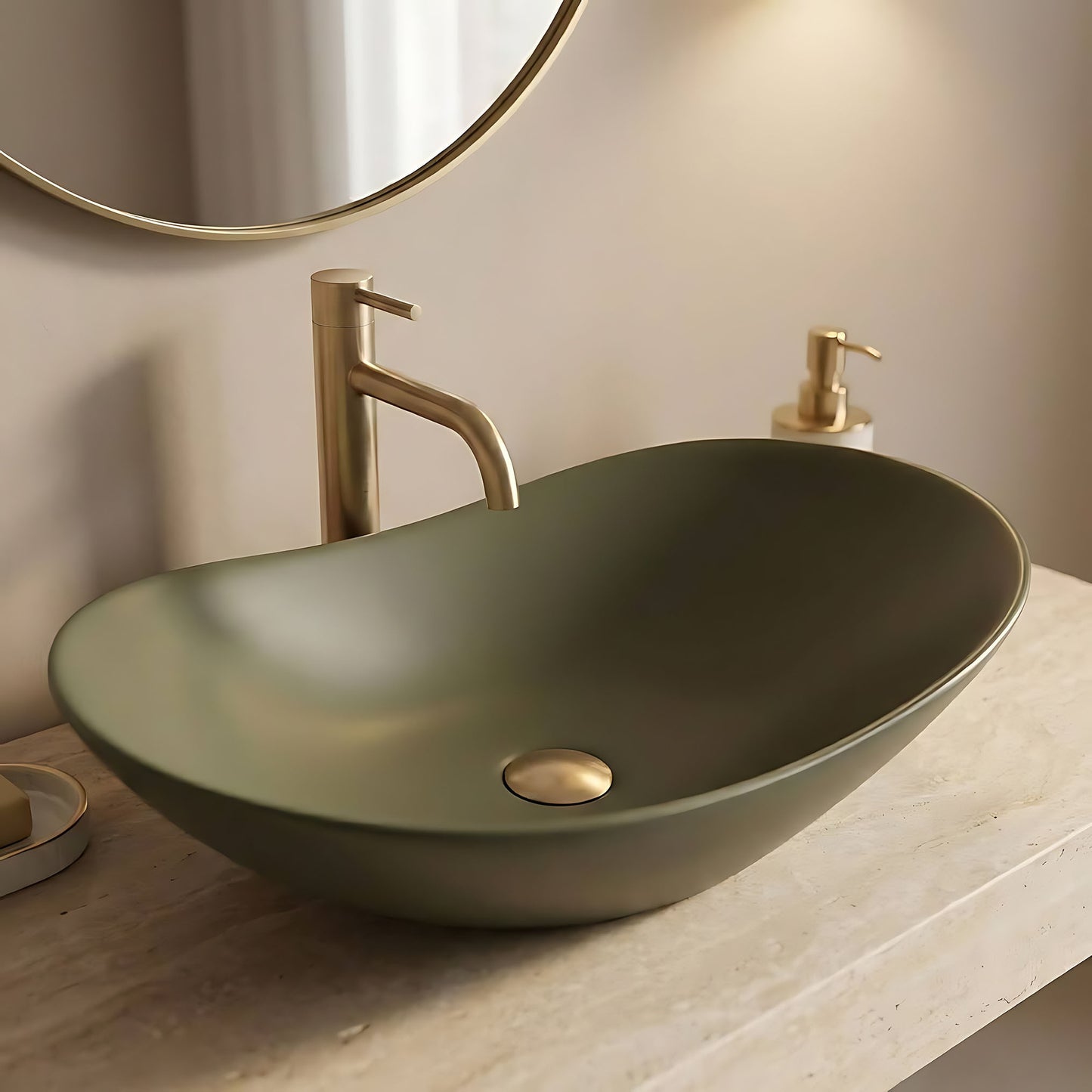 Aufsatzwaschbecken Rea Royal Olive Matt  9
