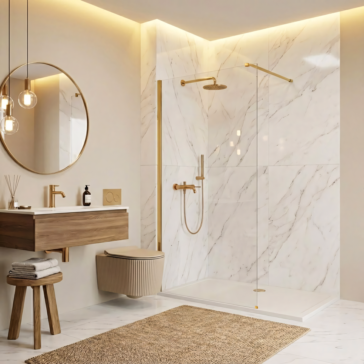 Duschwand Rea Flexi Transparent / Gold 70  2