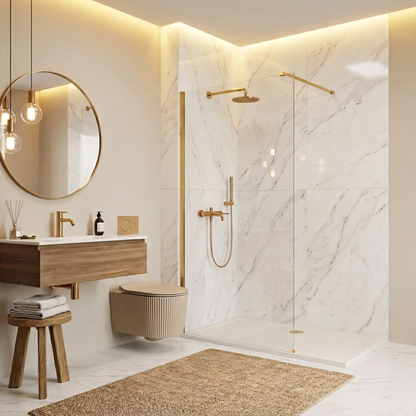 Duschwand Rea Flexi Transparent / Gold 70  2