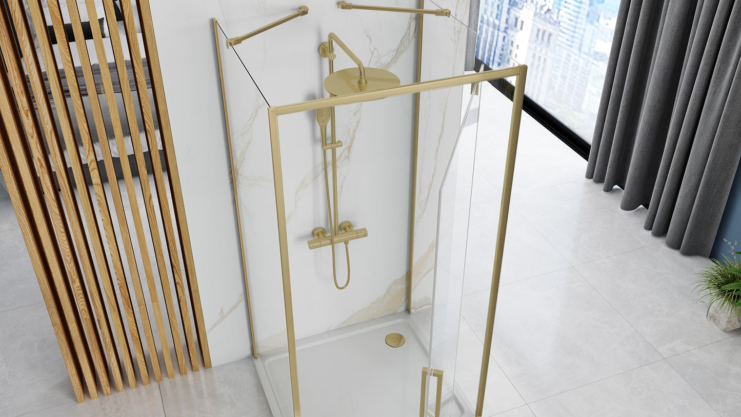 Eckdusche Rapid Swing Brush Gold 90 x 90 5