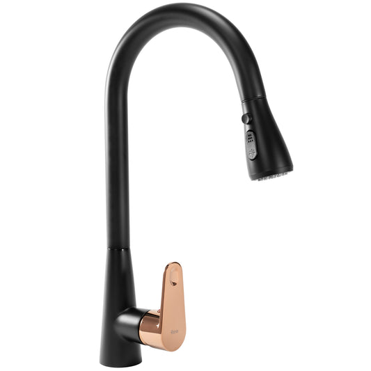Küchearmatur Rea Mild black mat rose gold  1