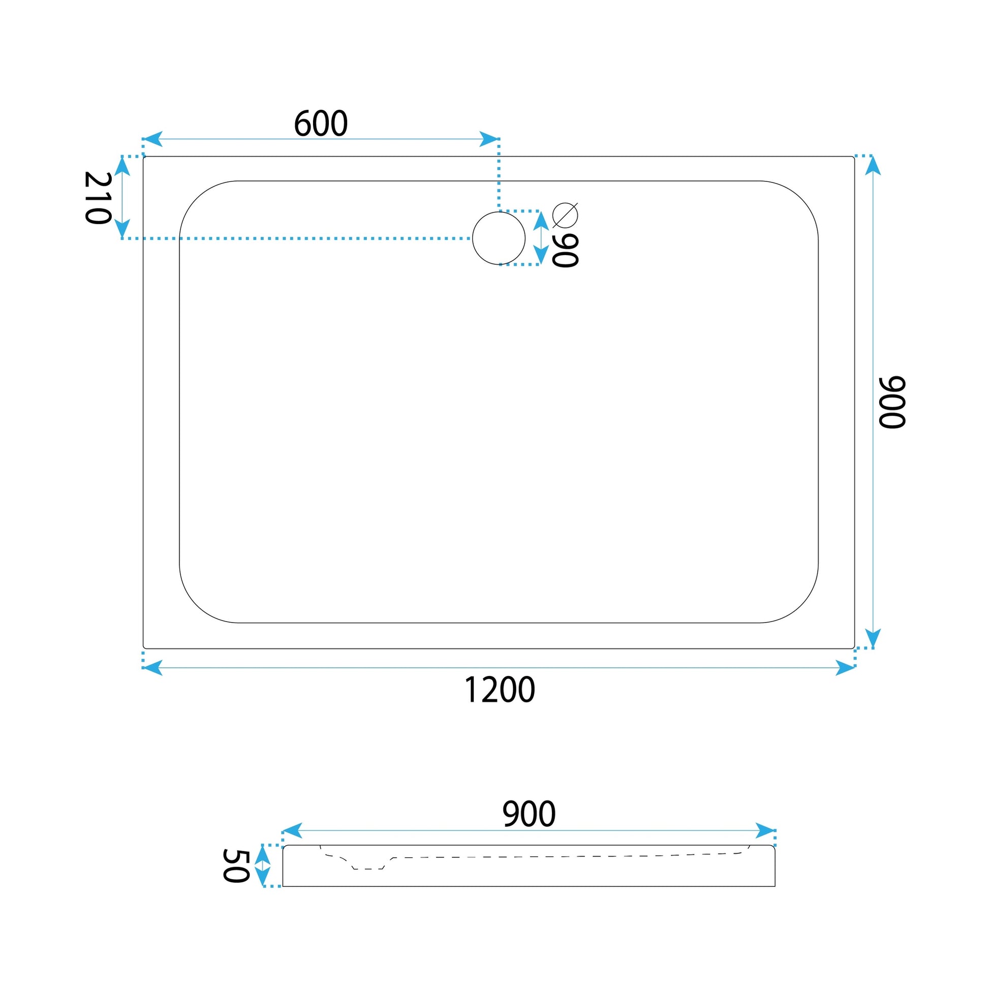 Acryl Duschwanne Rea Belmond White 90x120  5