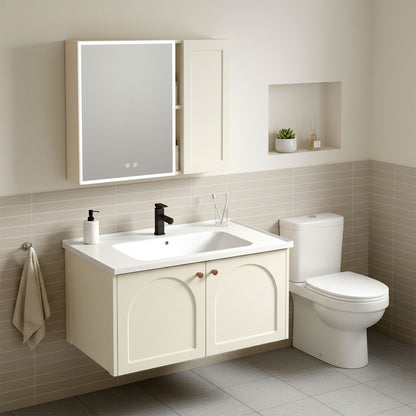 Badezimmermöbel-Set mit Waschbecken Denver 80cm Creme  6