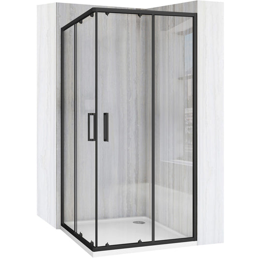 Duschkabine Rea City  90x90 Black mit Duschwanne Savoy Schwarz 1