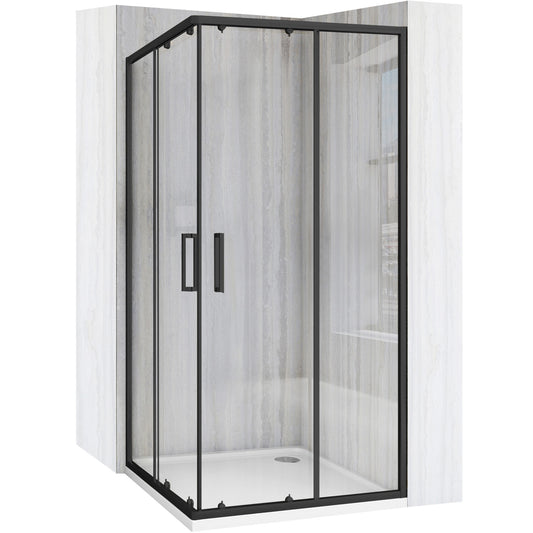 Duschkabine Rea City  90x90 Black mit Duschwanne Savoy 1