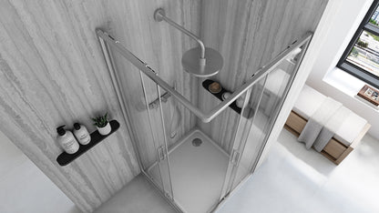 Duschkabine Rea City  90x90 Nickel Brush mit Duschwanne Savoy 5