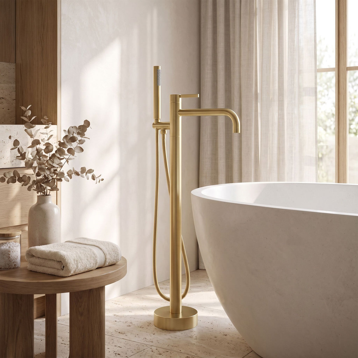Freistehende Badewannenarmatur Rea Foster Brush Gold 3