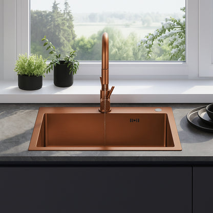 Edelstahlspüle Liam Brush Copper mit Küchenarmatur 3