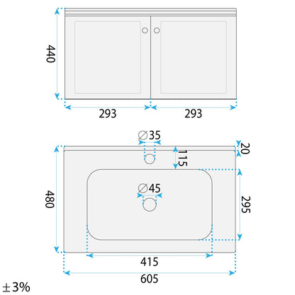 Badezimmermöbel-Set mit Waschbecken Monti 60cm White  8