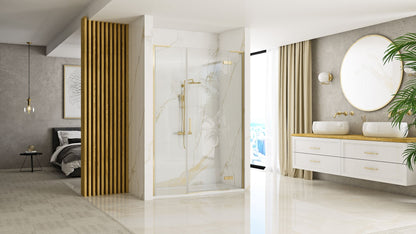 Duschtür Rea Hugo 80 Gold Brush + Duschwand 30 4