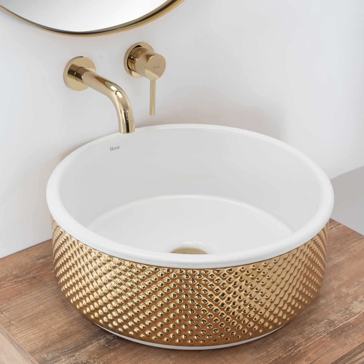 Aufsatzwaschbecken Rea Helen Gold White 2