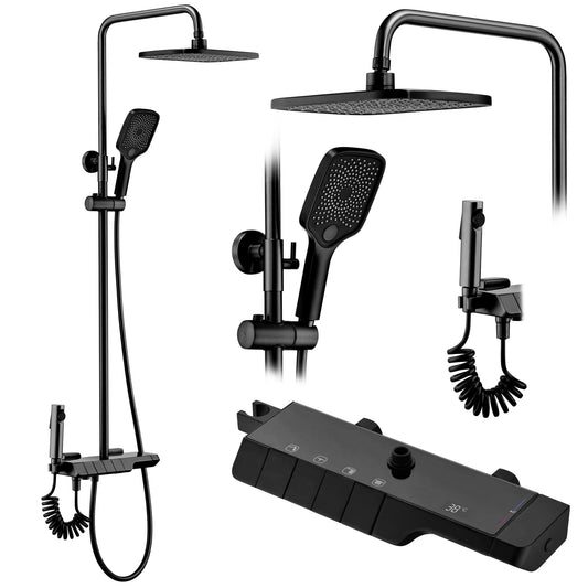 Duschgarnitur mit Thermostat REA ROB Black  1