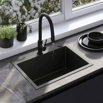 Stahlspüle Mit 3-teiligem Zubehörset REA Liam Black Beige Accessoires 6