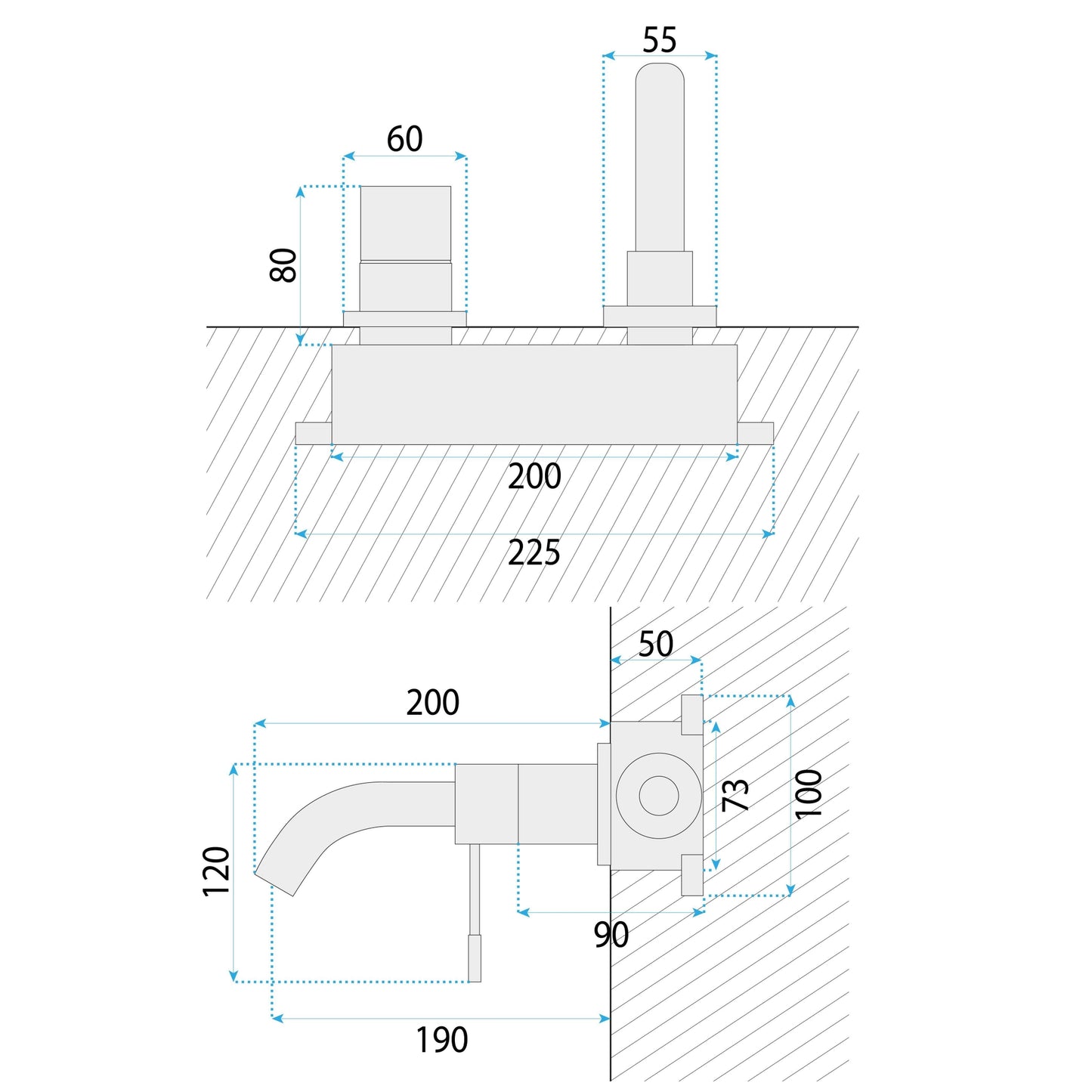 Unterputz Armatur Rea Lungo Diamond Copper + Box  8