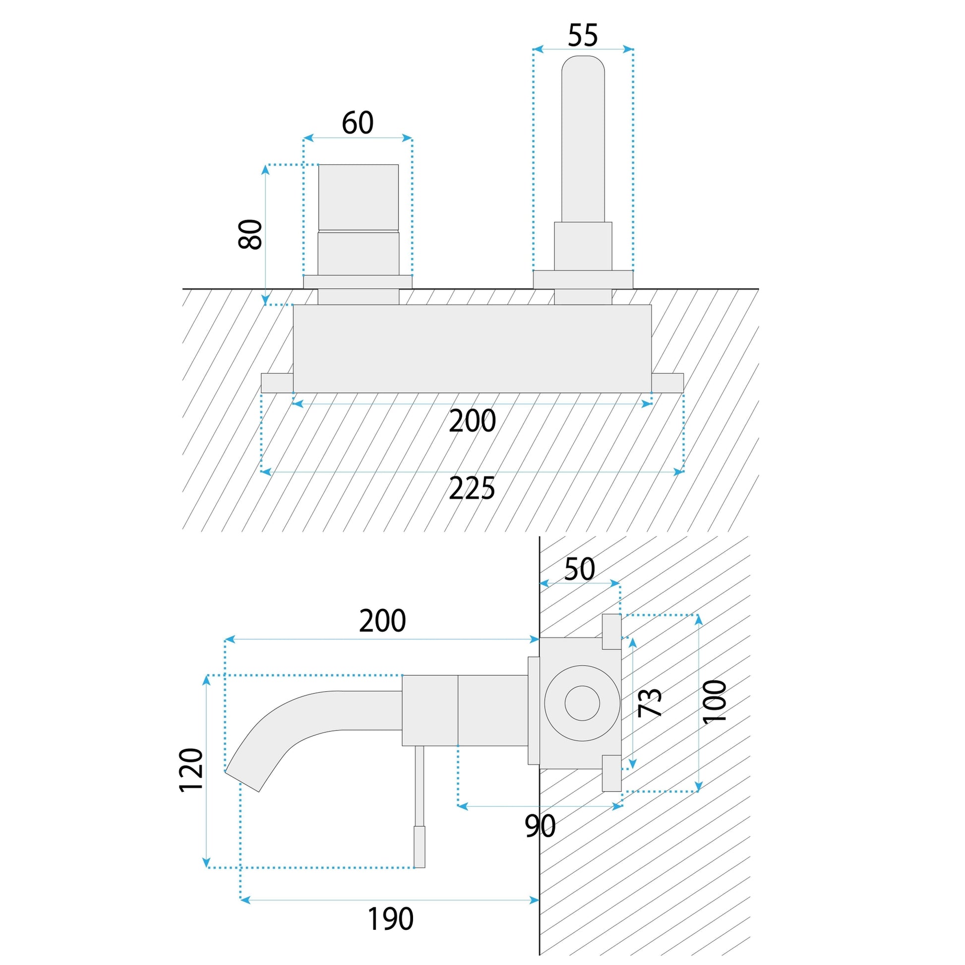 Unterputz Armatur Rea Lungo Diamond Copper + Box  8
