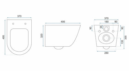 wandhängendes WC REA Carlo Lux Rimless mit Bidetfunktion  10