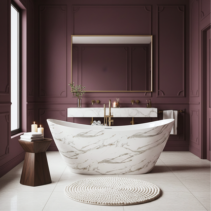 Freistehende Acrylbadewanne Ferrano Slim Nature 170  3