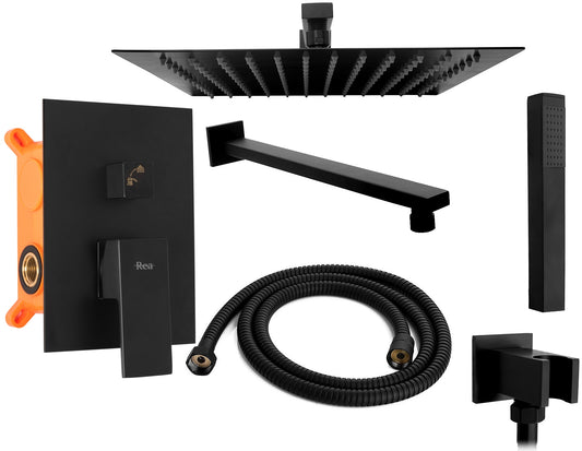 Unterputz Duschgarnitur Rea Fenix Black + BOX  1