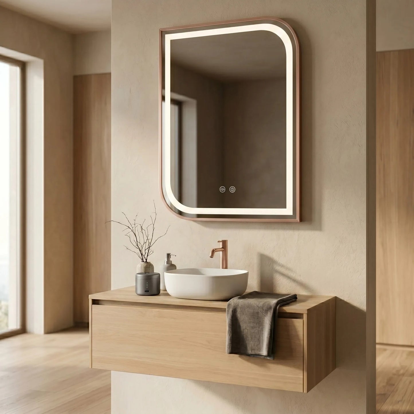 Spiegel LED ZONE 80x60 BRUSH ROSE GOLD  7