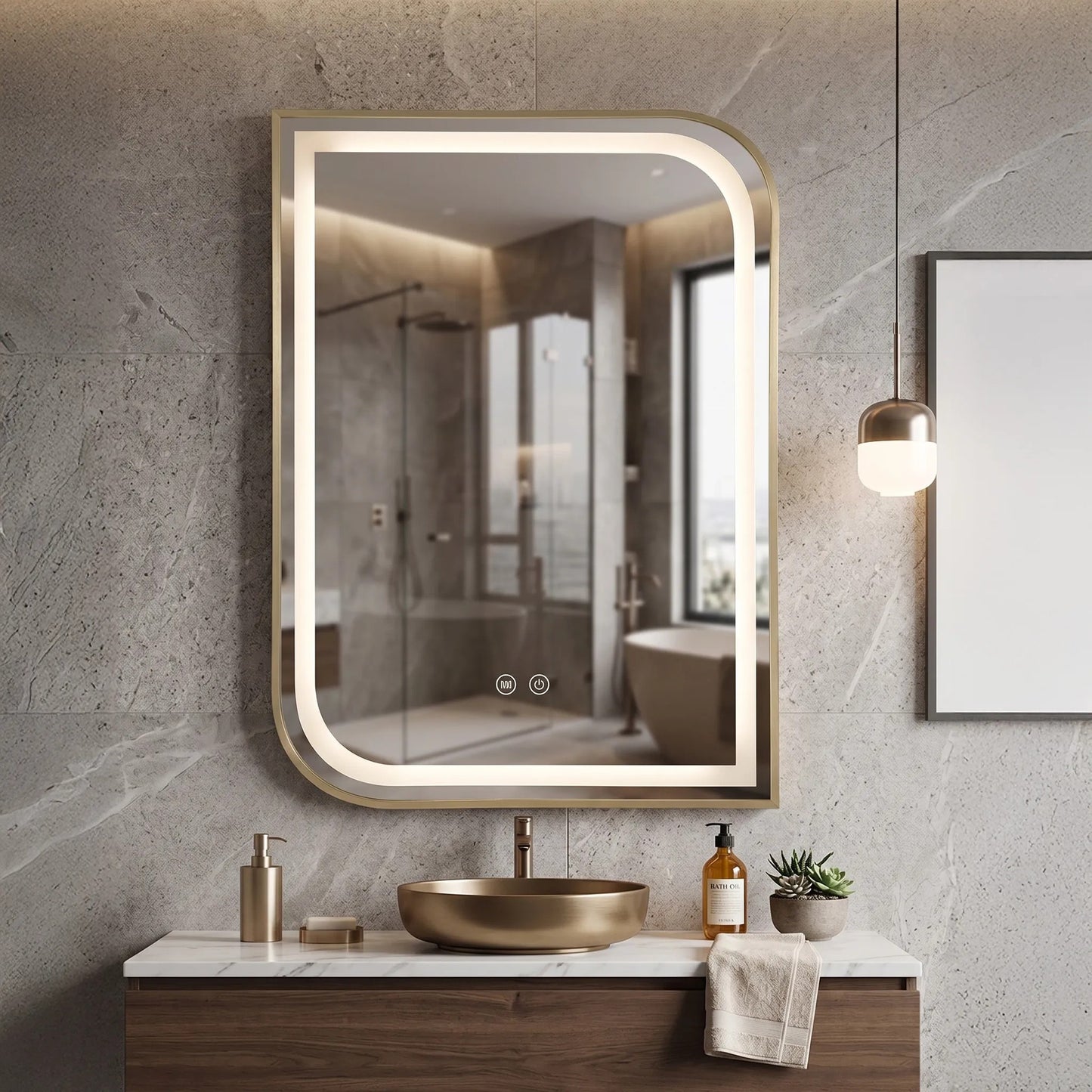 Spiegel LED ZONE 80X60 GOLD BRUSH  7