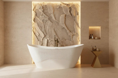 Freistehende Acrylbadewanne ATENA 170 Gebürstete Gold Stöpselabdeckung 7