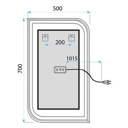 Spiegel LED ZONE 70X50 BLACK  7