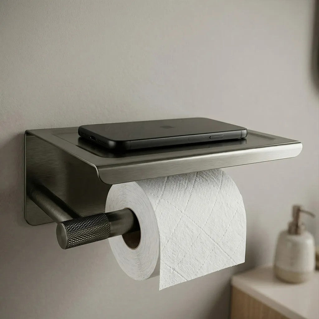 Toilettenpapierhalter mit Ablage 6613 Modern Titan  7