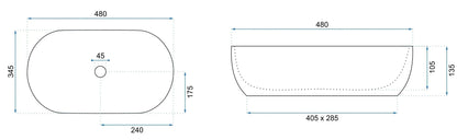 Aufsatzwaschbecken Rea Amelia Travertine Classic 48  7