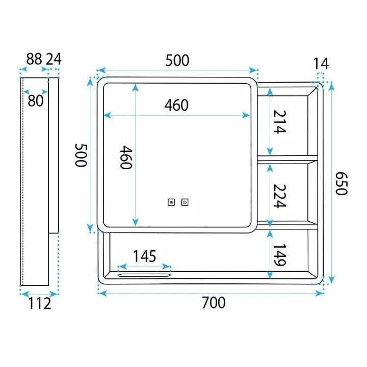 LED-Spiegelschrank M1016-70 70x65  7
