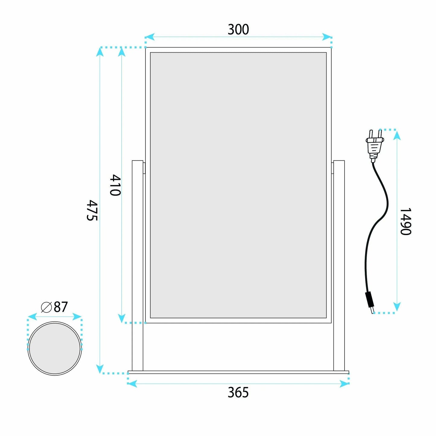 Spiegel LED LUMI Black 30x40cm  7