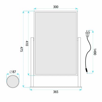 Spiegel LED LUMI Black 30x40cm  7