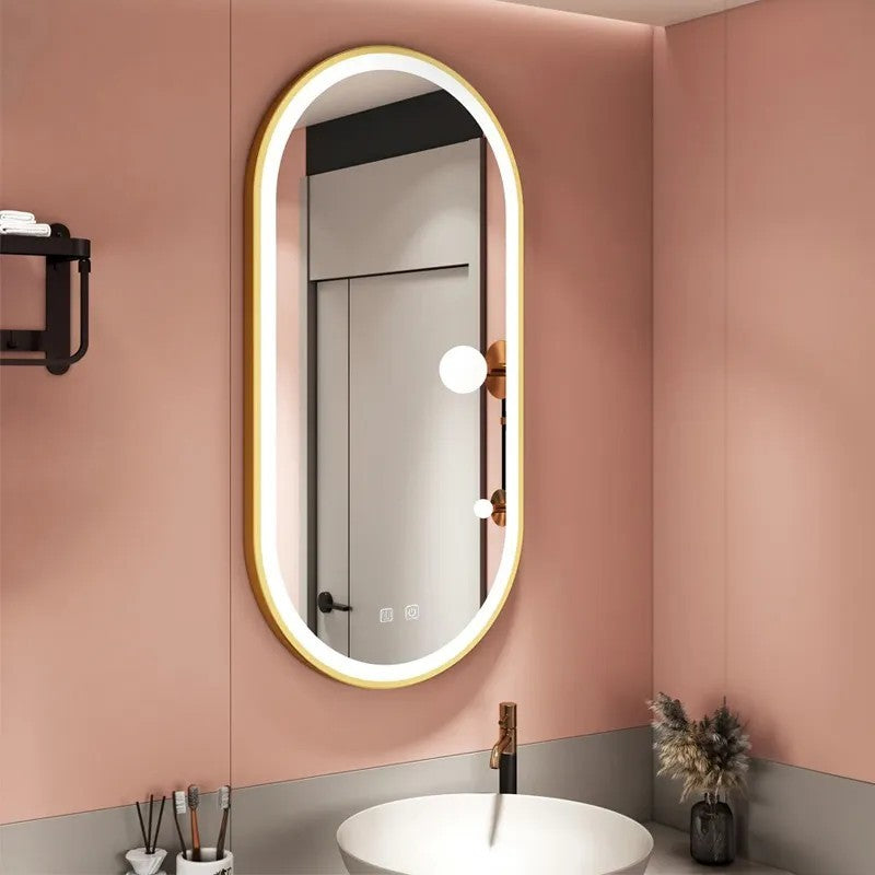 Spiegel LED OVL 50x100cm Brush Gold  7