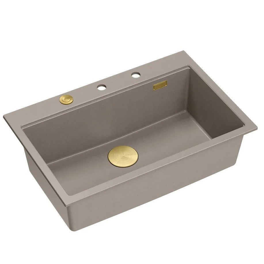 Granitspülbecken MARC 110 WORKSTATION Beige Stöpsel Gold 7