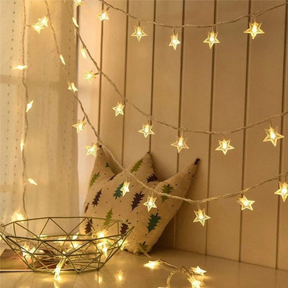 Weihnachtsbaum Lichterkette LED Gold Stars 7