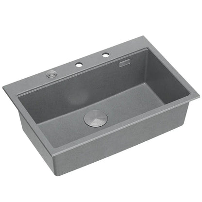 Granitspülbecken MARC 110 WORKSTATION Grey Metallic Stöpsel Gold 7